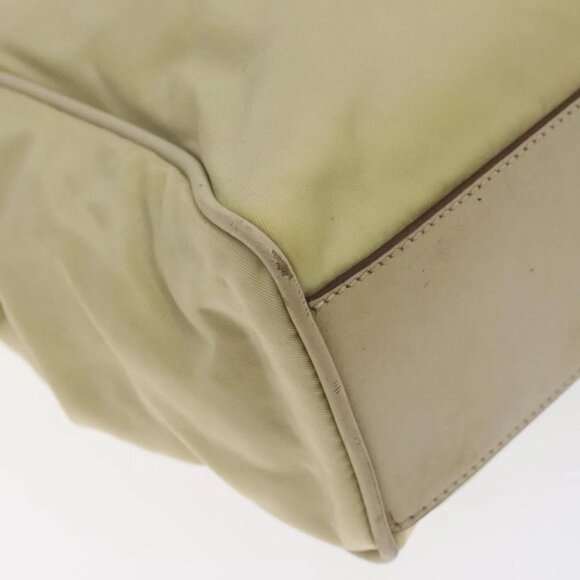 PRADA Hand Bag Nylon Leather Beige Gold Auth 129935 - Picture 4 of 16